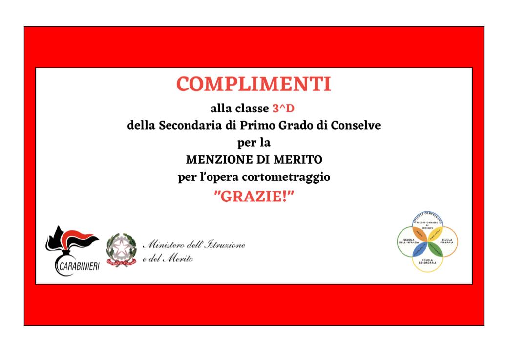 Menzione di merito alla classe 3^D - concorso provinciale sulla legalità